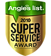 Angie's List Super Service Award logo, showing 5 star reviews for Main Water Line Repair Reviews Portland